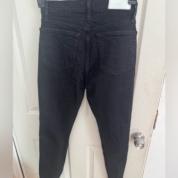 RE/DONE Jeans Womens Originals High Rise Loose Washed Black Rips Button Fly 27 - Picture 9 of 16